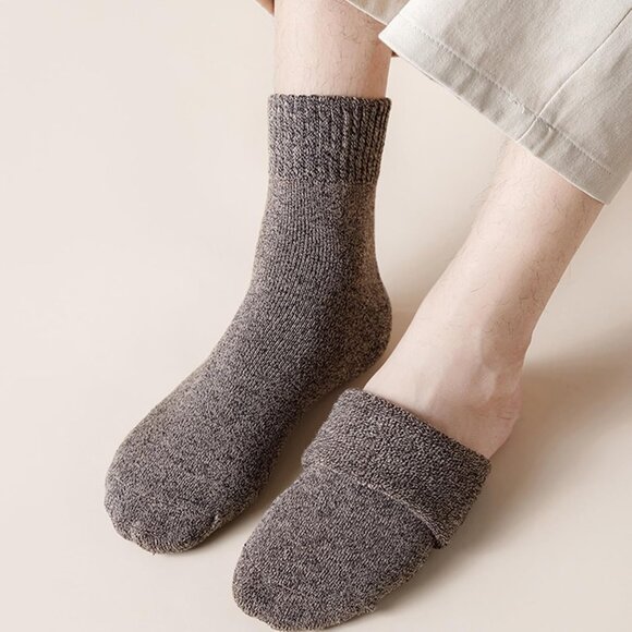 Women 5 Pairs Green,light Grey,Brown,Blue,Grey Warm Winter Cozy Thermal Socks - Picture 5 of 6